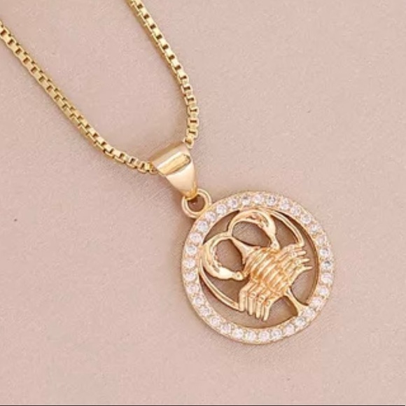 Gold Plated CANCER Sing Zodiac Horoscope Pendant Necklace - Picture 2 of 5